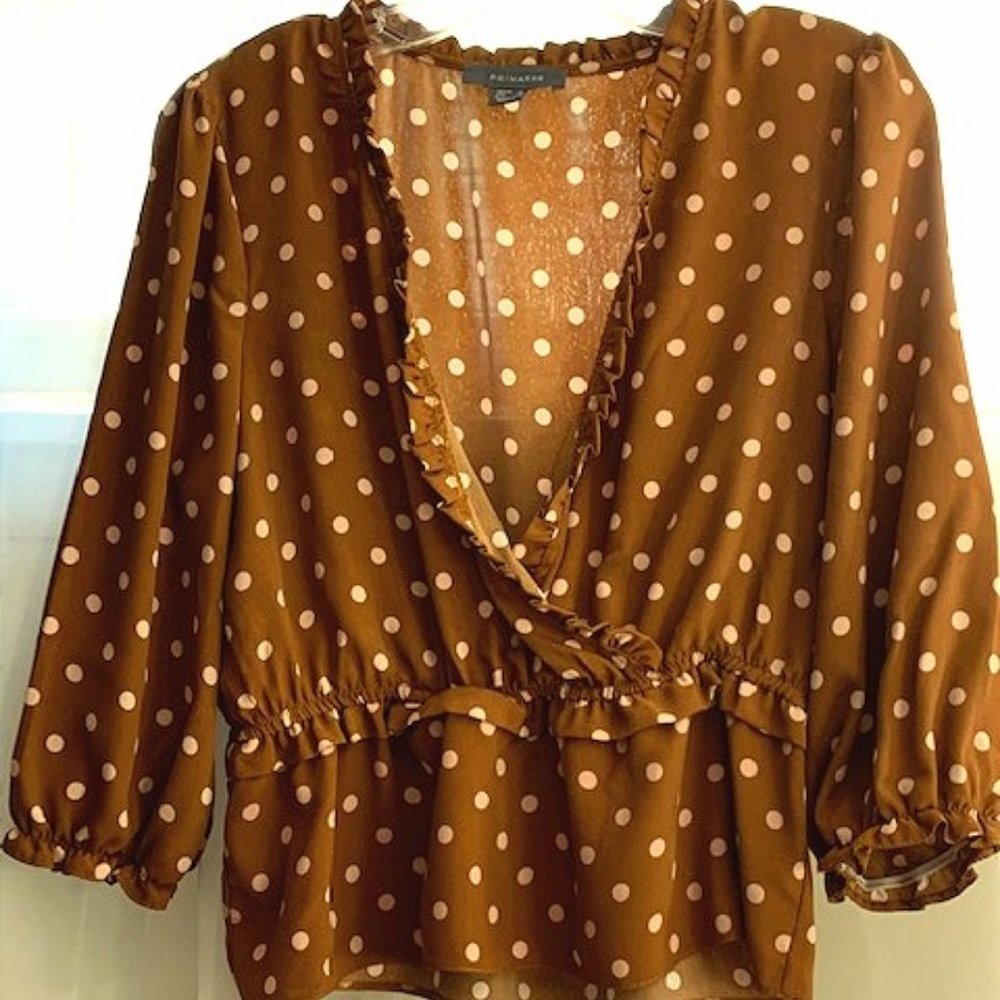 Brown & Pink Dot Blouse